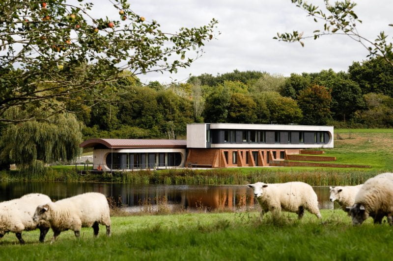 large holiday home with sheep outside