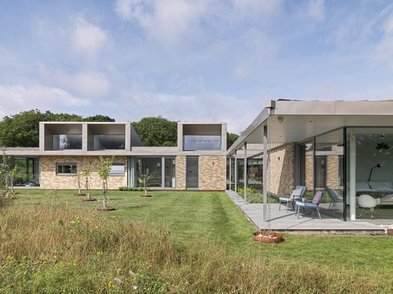 outside of new build home with architectural glazing